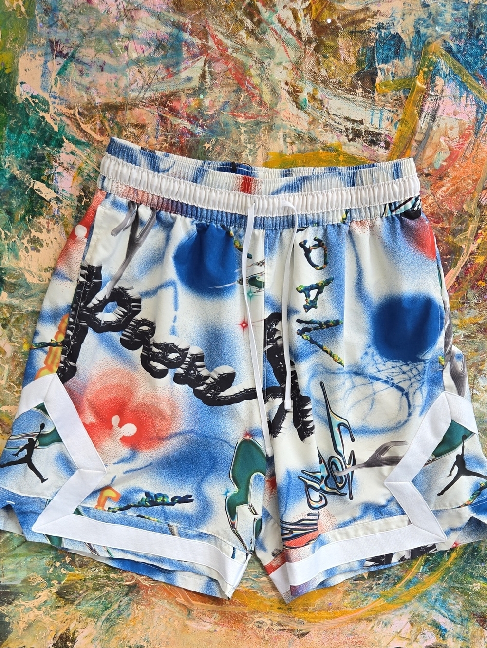 Nike Air Jordan Drifit Graphic Blue & White Men's Athletic Shorts